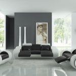 Blanco con negro en el interior de la sala de estar