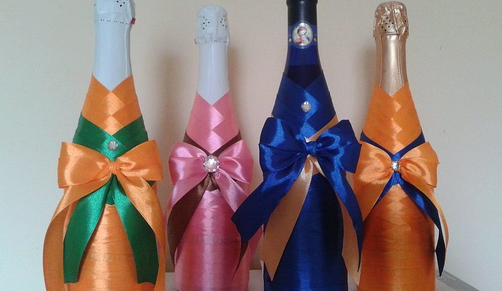 ตกแต่งขวดริบบิ้น