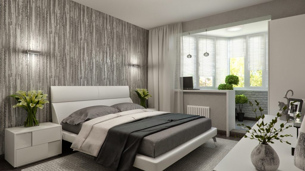 Design et rom med en loggia