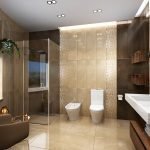 Baño en una decoración moderna con azulejos.