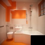 Baño con interior naranja y blanco.