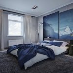 Diseño de dormitorio azul para una pareja joven