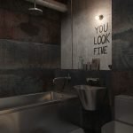 Baño de hierro y lavabo en el interior