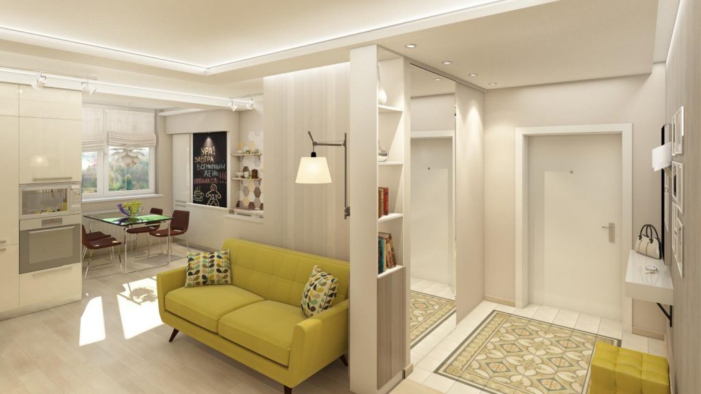 Pinagsama ang Hallway sa sala