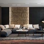 Decoración de pared negra con oro