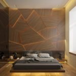 Cama retroiluminada, pared y techo