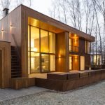 Construcción de madera y vidrio