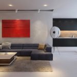 Cuadro rojo en un interior brillante
