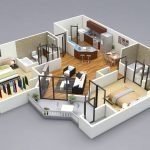 Cocina combinada con sala de estar.