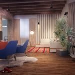 Interior de cabaña de estilo loft