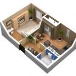 Plano de vivienda desde una habitación y cocina
