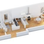 Apartamento de una habitación de 42 metros cuadrados.