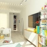 Área de recreación en un apartamento tipo estudio.