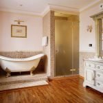 Baño y ducha en una habitación.
