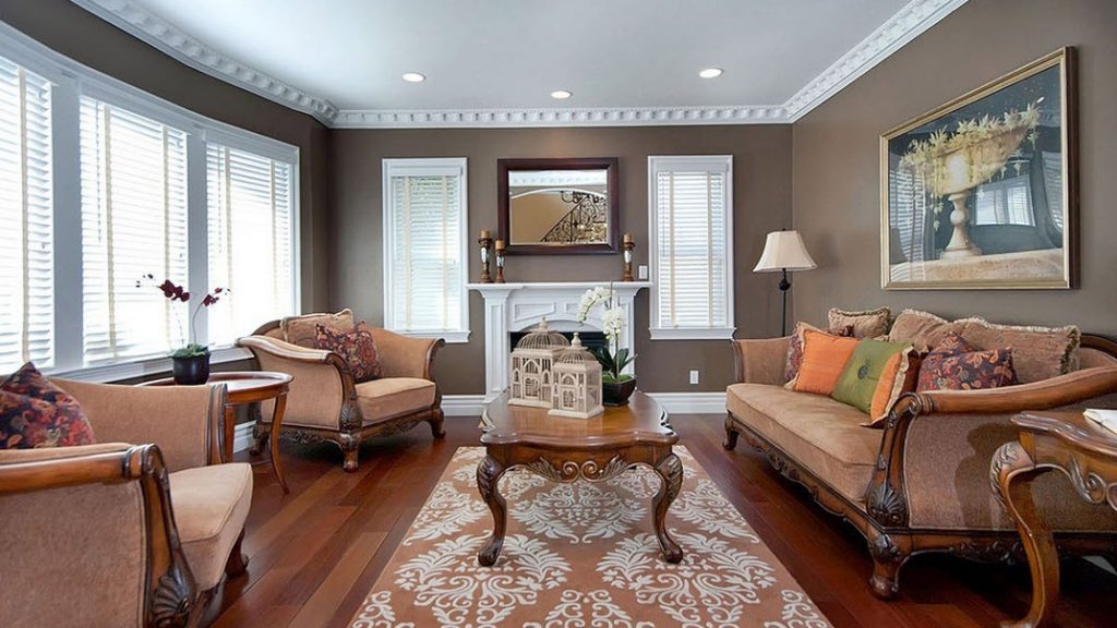 Smeđa unutrašnjost dnevne sobe