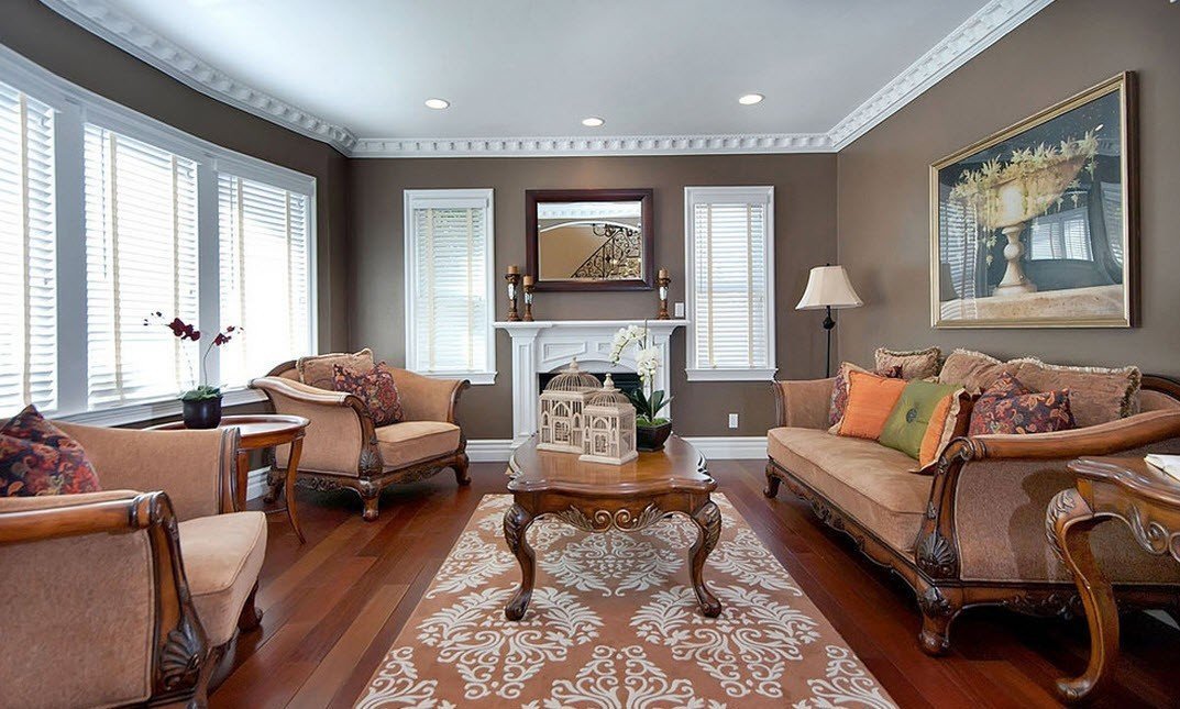 Smeđa unutrašnjost dnevne sobe