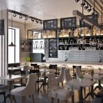Barra de bar con revestimiento de ladrillo