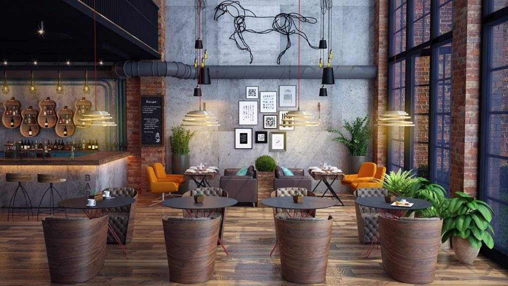 Loft style cafe interior