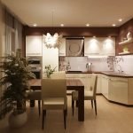 Araña de luces en forma de flor encima de la mesa