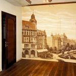 Paisaje de la ciudad en la pared