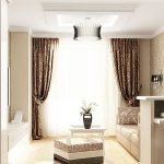 Cortinas marrones en un interior brillante.