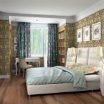 Papel pintado con flores en el dormitorio