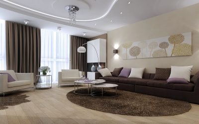 El diseño de la sala en el apartamento es de 18 metros cuadrados. m