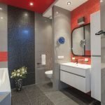 Acentos rojos en un interior gris.