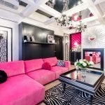 Interior negro y rosa