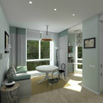 Habitación luminosa en el apartamento de 70 metros cuadrados