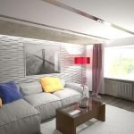 Lámpara brillante en un interior gris