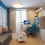 Blanco y turquesa en el interior del salón.
