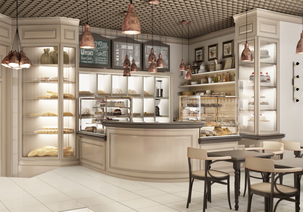 Decoración en el interior de la pastelería.