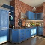 Muebles azules en la cocina