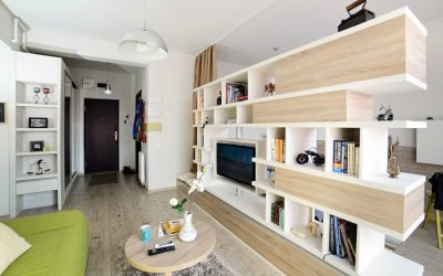 El diseño del apartamento es de 46 metros cuadrados. m