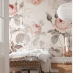 Mural de pared rosa gris