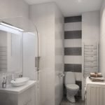 La pared rayada en el baño es blanca