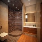 Ducha de azulejos marrones