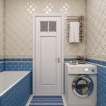 Beige y azul en el baño