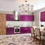 Diseño de cocina blanco y morado