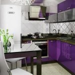 Cocina morada en forma de L