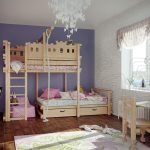 Habitación infantil con litera de madera.