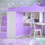 Cama alta lila