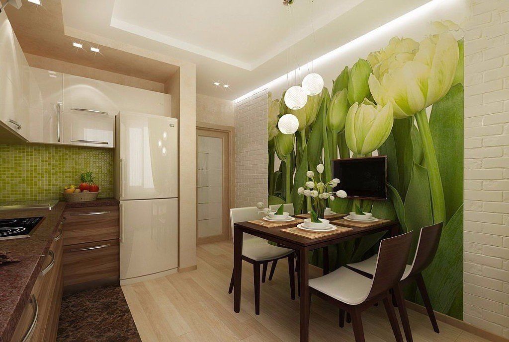 Fototapet i det indre af køkkenet