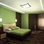 La combinación de verde y marrón en el interior de la habitación.