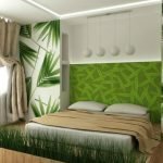 Accesorios en el dormitorio en colores verdes.
