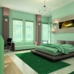 Interior inusual de una habitación verde