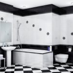 Jaula en blanco y negro en el diseño del baño.