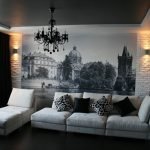 Sala de estar en blanco y negro