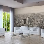 Salón con murales ciudad